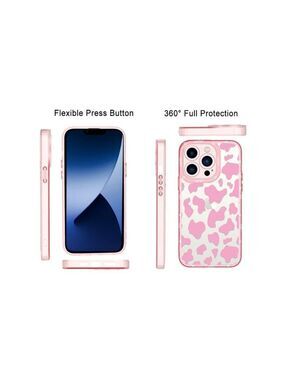 MZELQ Compatible with iPhone 14 Pro Max Case Pink Cow Print
